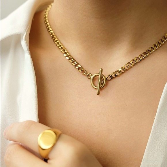 Jewelry - Toggle Link Chain Choker Necklace | Gold Plated Stainless Steel